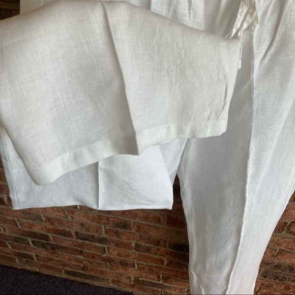 { ELLEN TRACY x COMPANY } White Wide Leg Linen Pants - Picture 4 of 6